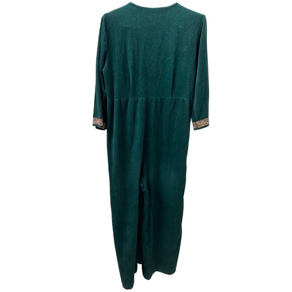 Vtg Danielle Green Velvet Jumper Wide Leg Zip Closure women’s M-L 70 style Read - Picture 13 of 16